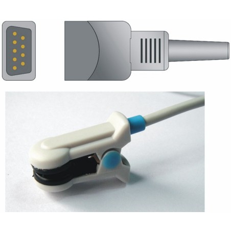 Czujnik SPO2 wielokrotnego użytku - klips na ucho, dla dorosłych, typu Datex Ohmeda, długość 1.1 m.
