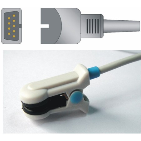 Czujnik SPO2 wielokrotnego użytku - klips na ucho, dla dorosłych, typu Bionet, długość 1.1 m.