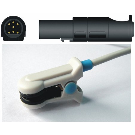 Czujnik SPO2 wielokrotnego użytku - klips na ucho, dla dorosłych, typu Novametrix, długość 3 m.