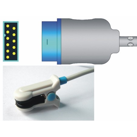 Czujnik SPO2 wielokrotnego użytku - klips na ucho, dla dorosłych, typu GE Marqette (techn. Nellcor), długość 3 m.