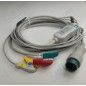 Wielorazowy kabel EKG - kompletny, 3 odprowadzeniowy, typu SIGOWILL, LUTECH, BISTOS, klamra, wtyk 12 pin