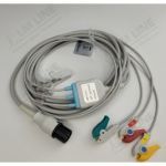 Wielorazowy kabel EKG - kompletny, 3 odprowadzeniowy, wtyk 6 pin, typu MEK, klamra.