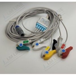 Wielorazowy kabel EKG - kompletny, 5 odprowadzeniowy, wtyk 6 pin, typu Creative, klamra.