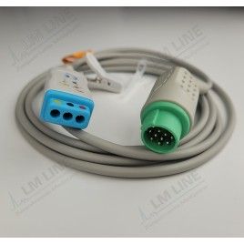 Reusable ECG Trunk Cable, Type Kontron, 3 Leads, 12 Pin Plug