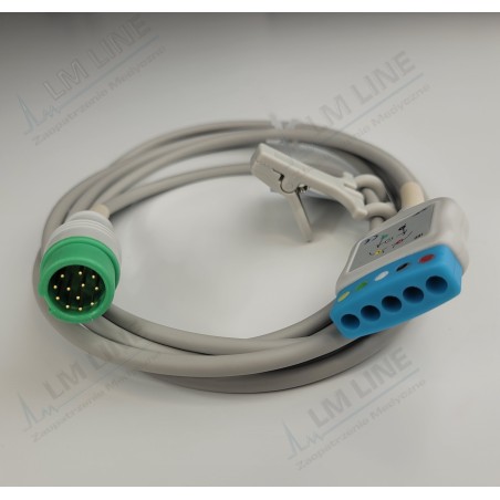 Reusable ECG Trunk Cable, Type Mindray, 5 Leads, 12 Pin Plug