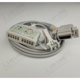 Wielorazowy kabel EKG - główny, 10 odprowadzeń, wtyk 15 pin, typu Hellige/Siemens Hormann/Bosch.