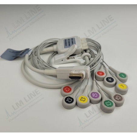 Wielorazowe odprowadzenia EKG - typu DMS300-4A - 10 odpr. do holtera, HDMI, zatrzask, dł 0,9m.