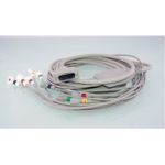 Wielorazowy kabel EKG - kompletny, 10 odprowadzeń, wtyk 15 pin, typu Schiller, Aspel, zatrzask .