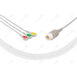 Wielorazowy kabel EKG - kompletny, 3 odprowadzeniowy, wtyk 8 pin, typu Philips/HP, zatrzask.