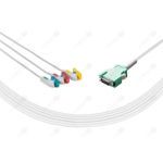 Wielorazowy kabel EKG - kompletny, 3 odprowadzeniowy, wtyk 20 pin, typu Nihon Kohden, klamra.