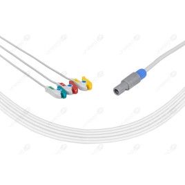 Wielorazowy kabel EKG - kompletny, 3 odprowadzeniowy, wtyk 6 pin, typu Creative, klamra.