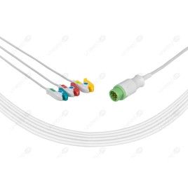 Wielorazowy kabel EKG - kompletny, 3 odprowadzeniowy, wtyk 10 pin, typu Siemens, klamra.