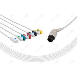 Wielorazowy kabel EKG - kompletny, 5 odprowadzeniowy, wtyk 11 pin, typu Nihon Kohden, klamra.