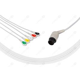 Wielorazowy kabel EKG - kompletny, 5 odprowadzeniowy, wtyk 11 pin, typu Nihon Kohden, zatrzask.