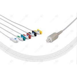 Wielorazowy kabel EKG - kompletny, 5 odprowadzeniowy, wtyk 6 pin, typu Colin, klamra.