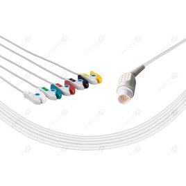 Wielorazowy kabel EKG - kompletny, 5 odprowadzeniowy, wtyk 10 pin, typu Mennen, klamra.