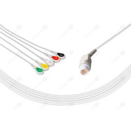 Wielorazowy kabel EKG - kompletny, 5 odprowadzeniowy, wtyk 10 pin, typu Mennen, zatrzask.