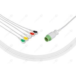 Wielorazowy kabel EKG - kompletny, 5 odprowadzeniowy, wtyk 10 pin, typu Siemens , zatrzask.