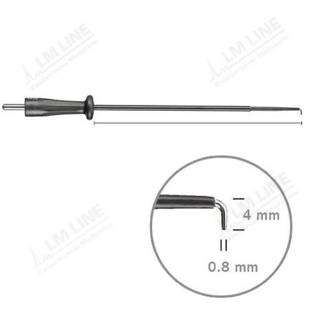 Artroskopowa elektroda nożowa, zagięta 90 stopni, igłowa 4,0 x 0.8 mm, wtyk 4mm