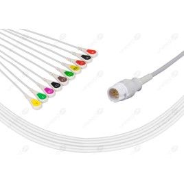 Wielorazowy kabel EKG - kompletny, 10 odprowadzeń, wtyk 12 pin, typu HP/Philips, zatrzask, do defibrylatora HeartStart