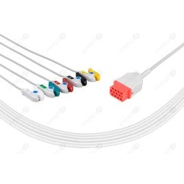 Wielorazowy kabel EKG - kompletny, 5 odprowadzeniowy, typu BIONET/ECONET, klamra.