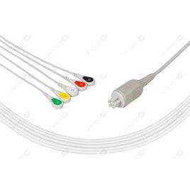 Wielorazowy kabel EKG - kompletny, 5 odprowadzeniowy, wtyk 6 pin, typu Colin, zatrzask.