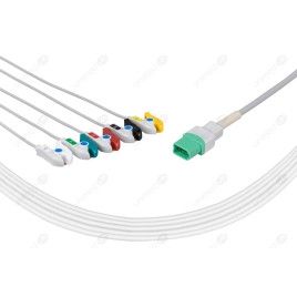 Wielorazowy kabel EKG - kompletny, 5 odprowadzeniowy, wtyk 12 pin, typu Datascope/Mindray, klamra.