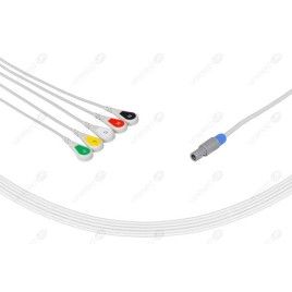Wielorazowy kabel EKG - kompletny, 5 odprowadzeniowy, wtyk 6 pin, typu Creative, zatrzask.