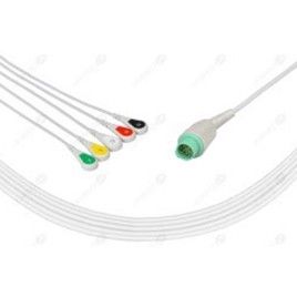 Wielorazowy kabel EKG - kompletny, 5 odprowadzeniowy, wtyk 12 pin, typu Mennen, zatrzask.