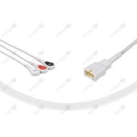 Wielorazowy kabel EKG - kompletny, 3 odprowadzeniowy, wtyk 9 pin, typu MEK, zatrzask.