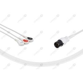 Wielorazowy kabel EKG - kompletny, 3 odprowadzeniowy, wtyk 6 pin, typu MEK, zatrzask.