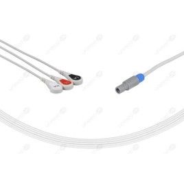 Wielorazowy kabel EKG - kompletny, 3 odprowadzeniowy, wtyk 6 pin, typu Creative, zatrzask.
