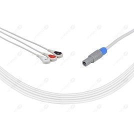 Wielorazowy kabel EKG - kompletny, 3 odprowadzeniowy, wtyk 6 pin, typu Biosys, zatrzask.