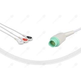 Wielorazowy kabel EKG - kompletny, 3 odprowadzeniowy, wtyk 12 pin, typu Mennen, zatrzask.