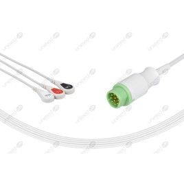 Wielorazowy kabel EKG - kompletny, 3 odprowadzeniowy, wtyk 10 pin, typu Siemens, zatrzask.
