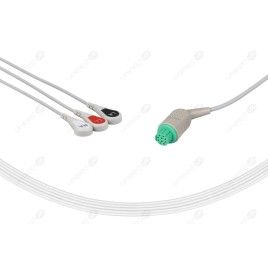 Wielorazowy kabel EKG - kompletny, 3 odprowadzeniowy, wtyk 10 pin, typu GE-Datex-Ohmeda, zatrzask.