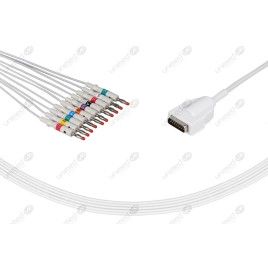 One Piece Reusable ECG Cable, 10 Leads, 15 PIN, type Burdick/Cardiac Science, Banana 4mm