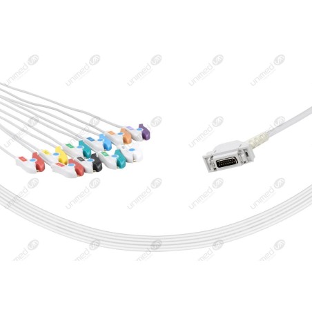 Wielorazowy kabel EKG - kompletny, 10 odprowadzeń, wtyk 15 pin, typu Hellige/Siemens Hormann/Bosch, klamra .