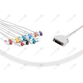 Wielorazowy kabel EKG - kompletny, 10 odprowadzeń, wtyk 15 pin, typu Mortara, klamra .