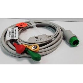 Reusable One Piece ECG Cable, for Patient Monitor BLT A/Q/V Series, 3 Leads, Snap, 12 Pin Plug, IEC, Original Product