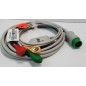 Wielorazowy kompletny kabel EKG, 3 odprowadzenia, zatrzask, kolorystyka IEC, do kardiomonitorów BLT serii A/Q/V (wtyczka 12...