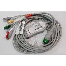 Wielorazowy kompletny kabel EKG, 5 odprowadzeń, klamra, kolorystyka IEC, do kardiomonitorów BLT serii A/Q/V (wtyczka 12...