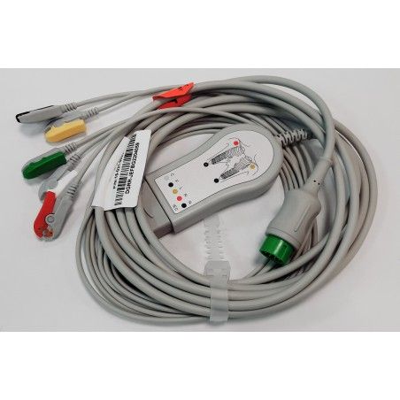 Wielorazowy kompletny kabel EKG, 5 odprowadzeń, klamra, kolorystyka IEC, do kardiomonitorów BLT serii A/Q/V (wtyczka 12...