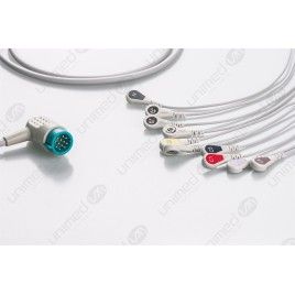 Wielorazowy kabel EKG kompletny z 10 odprowadzeniami zatrzask, IEC