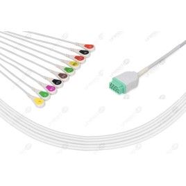 Wielorazowy kabel EKG - kompletny, 10 odprowadzeniowy, wtyk 11 pin, typu GE/Marquette, zatrzask .