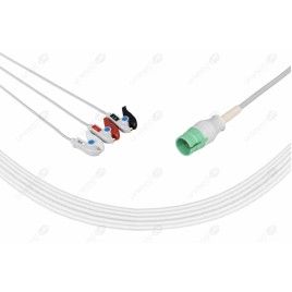 Wielorazowy kabel EKG - kompletny, 3 odprowadzeniowy, wtyk 13 pin, typu MEDIANA, klamra.