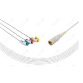 Reusable One Piece ECG Cable, Type Colin, 3 Leads, 6 Pin Plug, Grabber