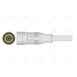 Reusable One Piece ECG Cable, Type Colin, 3 Leads, 6 Pin Plug, Grabber