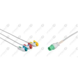 Wielorazowy kabel EKG - kompletny, 3 odprowadzeniowy, wtyk 10 pin, typu GE/Hellige, klamra.
