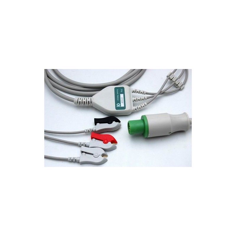 Wielorazowy kabel EKG - kompletny, 3 odprowadzeniowy, wtyk 12 pin, typu Biolight AnyView, klamra .